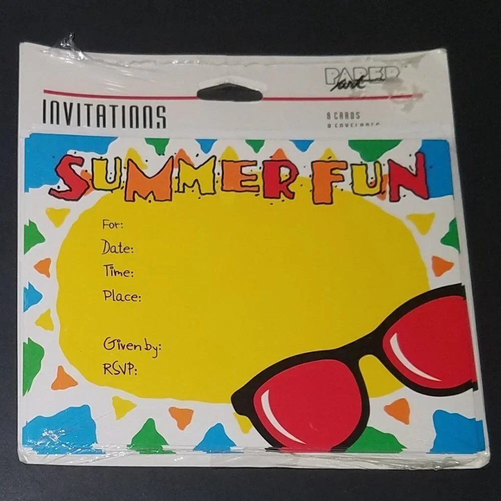 NEW 3 Packs Summer Fun Invitations Lot (8 Cards/Envelopes Per Pk) Sunglasses Sun